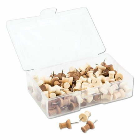 PAPERPERFECT UBR3085U0624 0.375 in. Wood Fashion Push Pins, Assorted Color, 100PK PA3200917